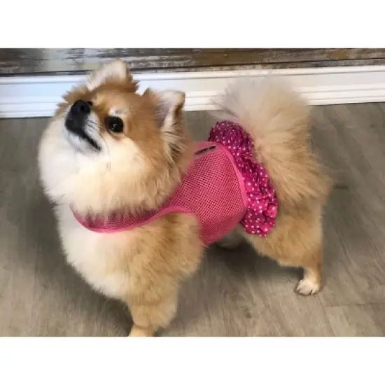 Parisian Pet 'Polka Dot Harness' Dress for Dogs & Cats &ndash; Fashionable Pet Dress with Adjustable Harness, Comfortable Fit, Pink image {3}