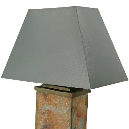 Sunnydaze Contemporary Natural Slate and Fabric Cream Shade Indoor/Outdoor Weather-Resistant Table Lamp image {6}