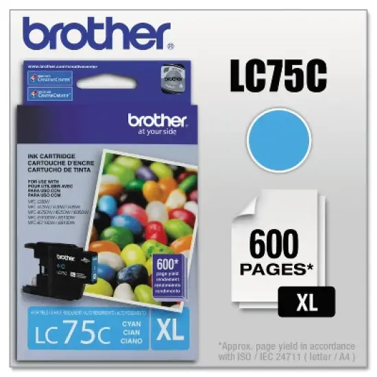 Brother International LC75C Cyan Ink Cartridge for Inkjet Printers image {2}