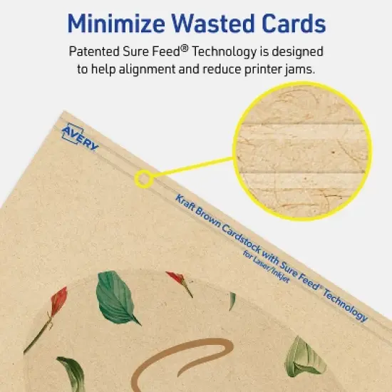 Avery Printable Oval Flat Cards, Sure Feed Technology, 4" x 6", Matte Kraft Brown Cardstock, Print-to-The-Edge, Laser/Inkjet Printable, 100 Total image {6}