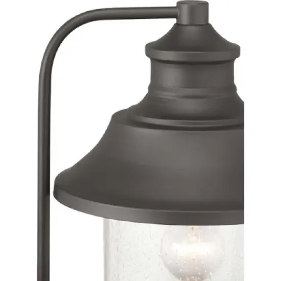 Progress Lighting Weldon 1-Light Outdoor Post Lantern in Black, Clear Seeded Glass, Shade Included image {4}