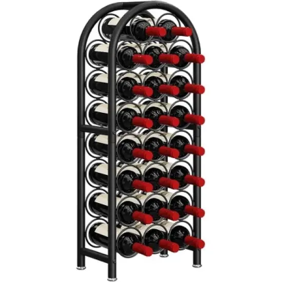 Itopfox Freestanding Floor Wine Rack - Metal Holder Stand Organizer for 23 Bottles, Black, Space-saving Design image {6}