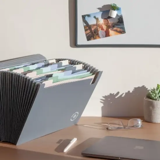 U Brands U Eco 24 Pocket Poly Expandable File Stone image {10}