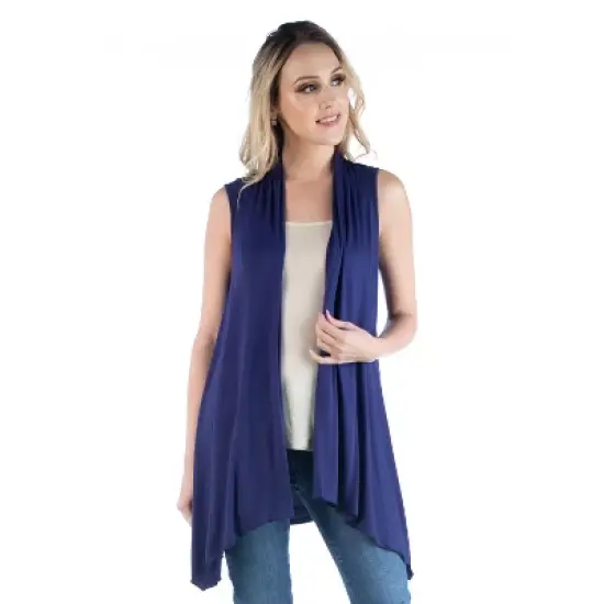 24seven Comfort Apparel Draped Open Front Cardigan Vest image {4}