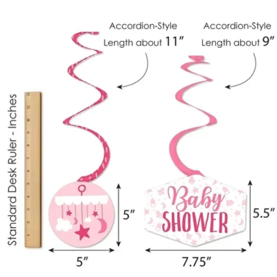 Big Dot of Happiness It's a Girl - Pink Baby Shower Hanging Decor - Party Decoration Swirls - Set of 40 image {5}