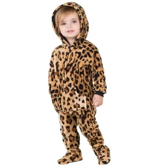 Footed Pajamas - Cheetah Spots Infant Hoodie Chenille Onesie image {3}
