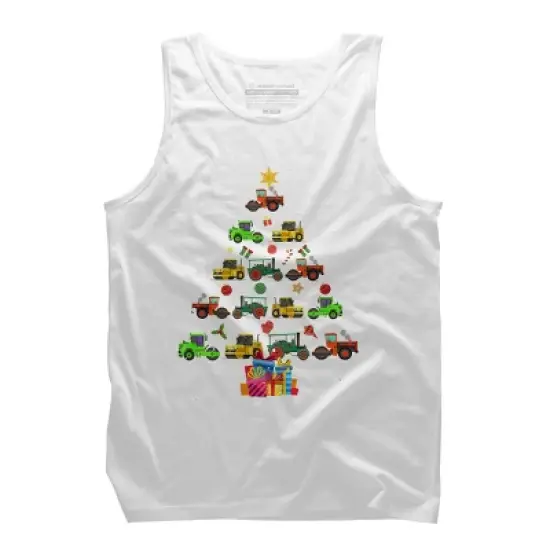 Men's Design By Humans Christmas Tractor Tree Gift Farmer Shirts Funny Tractor Xmas By VitMon Tank Top image {6}