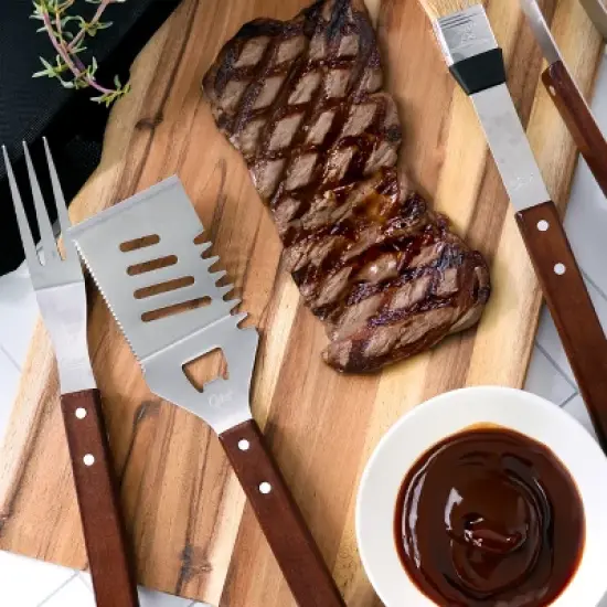 Gibson Home Barbecue Basics 5 Piece Stainless Steel BBQ Tool Set with Wood Handles image {6}