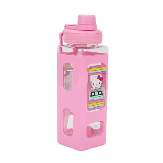 Hello Kitty Cassette Tape 24 Oz Pink Plastic Water Bottle image {1}