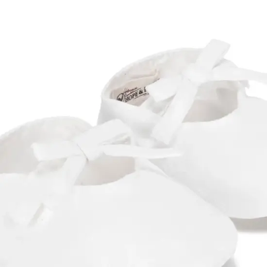 Hope & Henry Baby Linen Bow Front Soft Shoe, Soft White Linen Bow, 6-12 Months image {2}