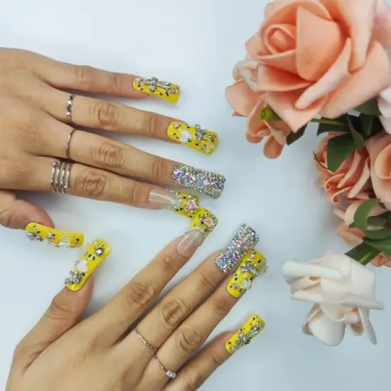 Vynxaria Yellow Transform Your Look Instantly with Wearable Nails Size M image {1}