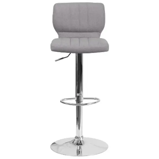 Flash Furniture Contemporary Vinyl Adjustable Height Barstool with Vertical Stitch Back and Chrome Base image {8}