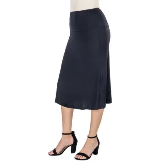24seven Comfort Apparel A Line Elastic Waist Knee Length Skirt image {1}