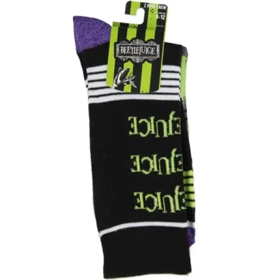 Beetlejuice Socks Adult Unisex Crew Socks 2 Pack Multicoloured image {3}