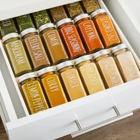 Talented Kitchen 145 Preprinted Spice Jar Labels with Seasoning Stickers, Numbers, White All Caps Letters on Clear Water Resistant Vinyl image {2}