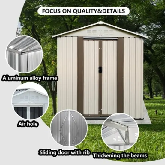 MOEPISY Outdoor Storage Garden Shed 5FTx3FT Apex Roof White image {5}