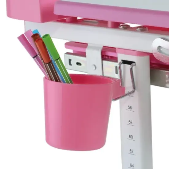 Mount-It! Accessory Kit for Height Adjustable Kids-Desk | Includes LED-Lamp, Book Holder Shelf and Pencil Holder-Cup, Pink image {4}