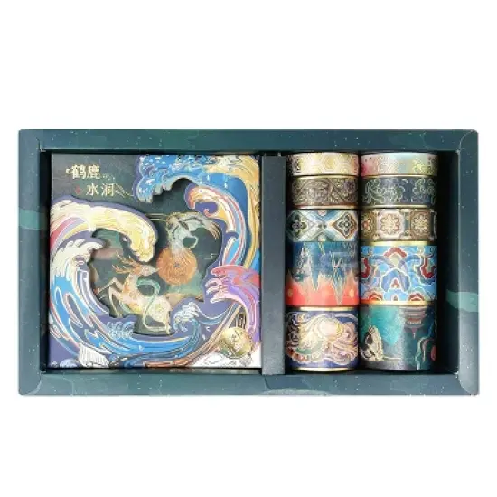 Wrapables Decorative Gold Foil Washi Tape and Sticker Set for Stationery, Diary, Card Making (10 Rolls & 10 Sheets) image {23}