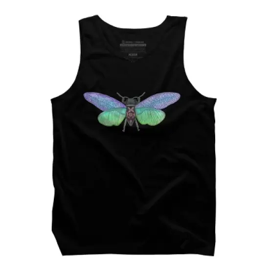 Men's Design By Humans Botanical Watercolor Cicada By MisoKnotty Tank Top image {2}