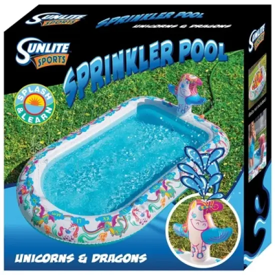 Inflatable Sprinkler Pool, Outdoor Play for Kids, Water Wading Pool with Unicorn & Dragon Print, Fun Educational Toy for Learning & Playing image {7}