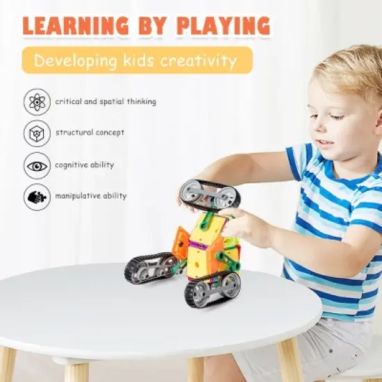 Costway 51 Pcs Magnetic Tiles Building Blocks Set Kids image {6}