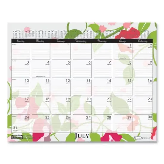 Recycled Wild Flower Wall Calendar, Wild Flowers Artwork, 15 x 12, White/Multicolor Sheets, 12-Month (Jan to Dec): 2026 image {6}