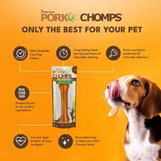 Pork Chomps Roasted Pressed Bone Chewy Treat Dog Treats - 4oz image {3}