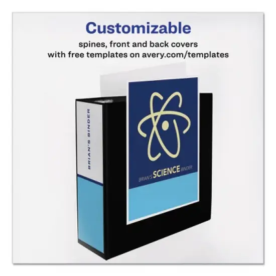 Avery Durable View Binder with DuraHinge and EZD Rings, 3 Rings, 4" Capacity, 11 x 8.5, Black, (9800) image {2}