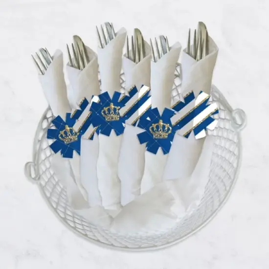 Big Dot of Happiness Royal Prince Charming - Baby Shower or Birthday Party Paper Napkin Holder - Napkin Rings - Set of 24 image {2}