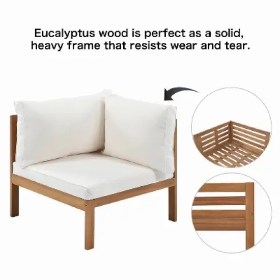 4-piece Acacia Wood Patio Conversation Set with Coffee Table, Outdoor Seating Set with Cushions and UV Protected Texture - Maison Boucle image {5}