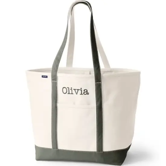Lands' End Open Top Long Handle Canvas Tote Bag image {6}