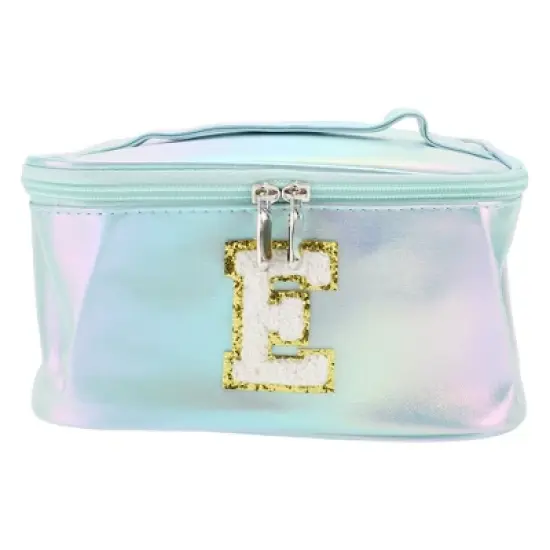 Unique Bargains Women's Square Letter E Makeup Bag Blue 1 Pc image {3}
