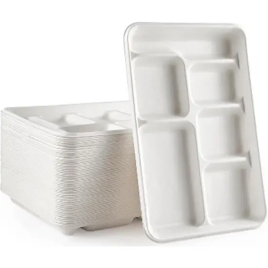 6 Compartment Square Biodegradable Divided Plates - Pack of 1000 - Rani Brand Authentic Indian Products image {3}