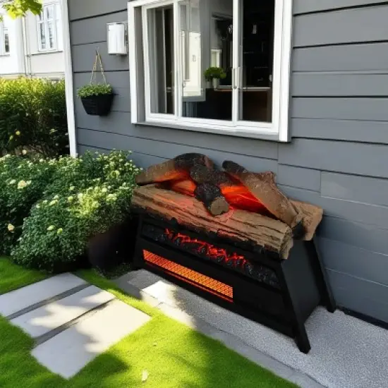 SEVOBAL Fireplace Insert Heater Mantel 3D Flame Quartz Fireplace Stove Bottom Air Outlet Fire Place Panoramic 4-Side View, Black, 24.41"*10.04"*16.54" image {4}