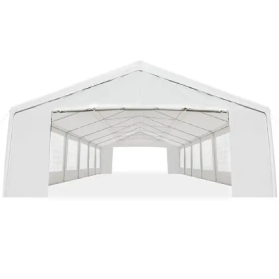 Outsunny 20' x 40' Large Outdoor Carport Canopy Party Tent with Removable Protective Sidewalls & Versatile Uses, White image {3}
