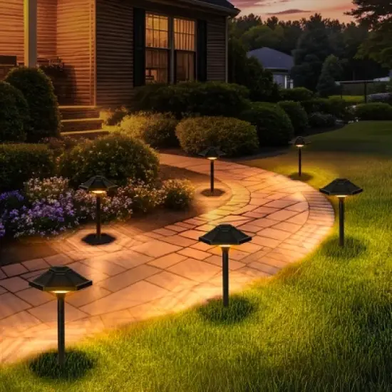 Gigalumi Black Plastic Solar LED Landscape Light , Warm White Waterproof Pathway Light 2-Pack image {6}