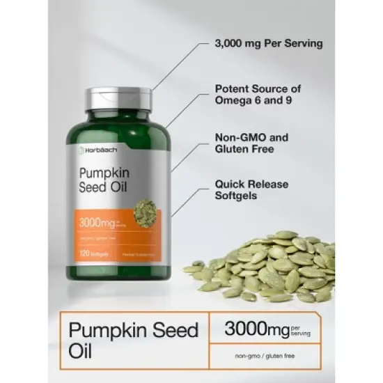Horb&auml;ach Pumpkin Seed Oil | 3000mg | 120 Softgel Capsules image {2}