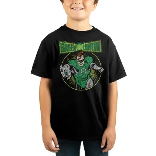 Green Lantern Comic Book Superhero Black Graphic Tee Toddler Boy to Youth Boy image {2}