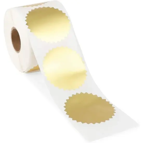 Stockroom Plus 500-Piece Round Metallic Gold 2-inch Mailing Labels Stickers Roll, Envelope Seals image {4}