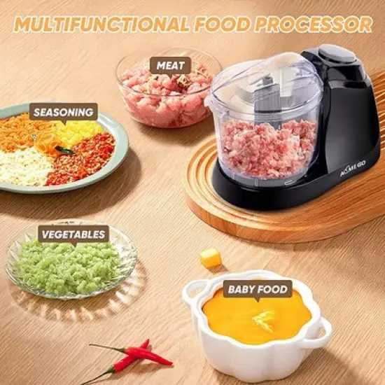 Aemego Mini Food Processor 12oz Meat &Vegetable Electric Food Chopper Black image {3}
