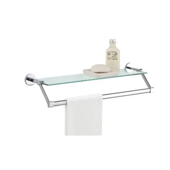 Mounted Glass Shelf with Towel Bar Chrome - Organize It All image {1}