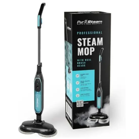 PurSteam ScrubMaster Steam Mop with Dual Scrubbing Head, LED Headlights, Adjustable Steam Control, Anti-Slip Swivel Head, Cable Holder & Upright Lock image {12}