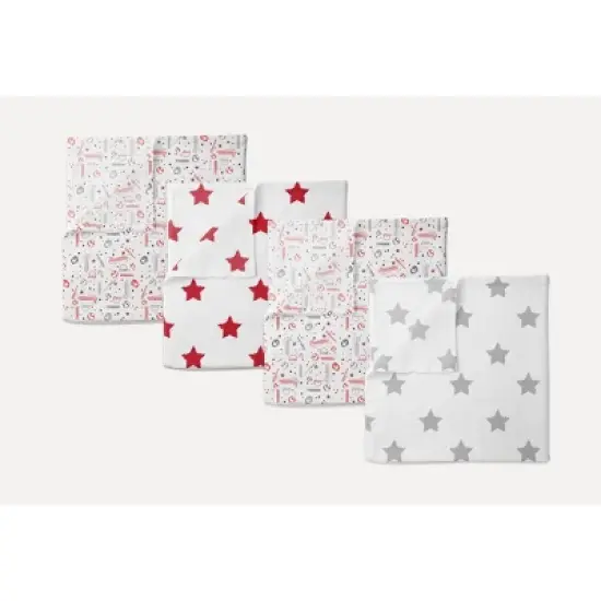 Bacati - Boys Baseball Muslin Red Gray 8 pc Crib Bedding Set with Long Rail Guard Cover image {4}