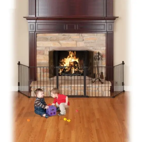 KidCo Auto Close Hearth Baby Gate with Two 24" Extensions (Total width up to 176") - Black image {7}