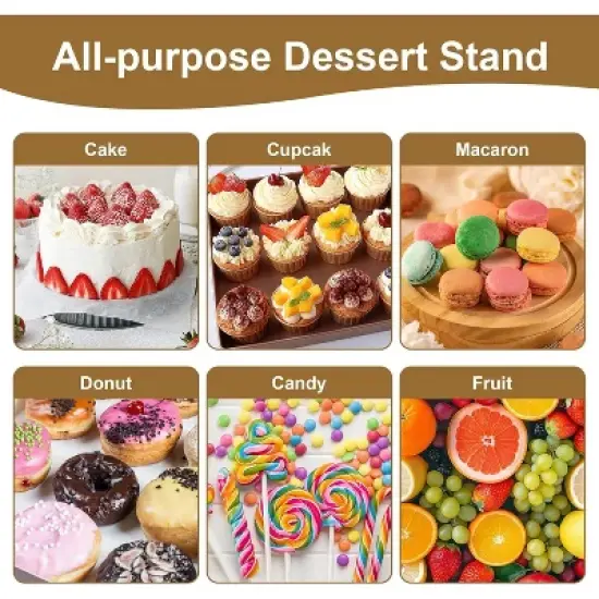 Gold Cake Stand Set,Metal Round Cake Stand Cookie & Dessert Display Tray,Banquet Tower Tray with Handle Perfect for Any Party Celebration(5 Sizes) image {5}