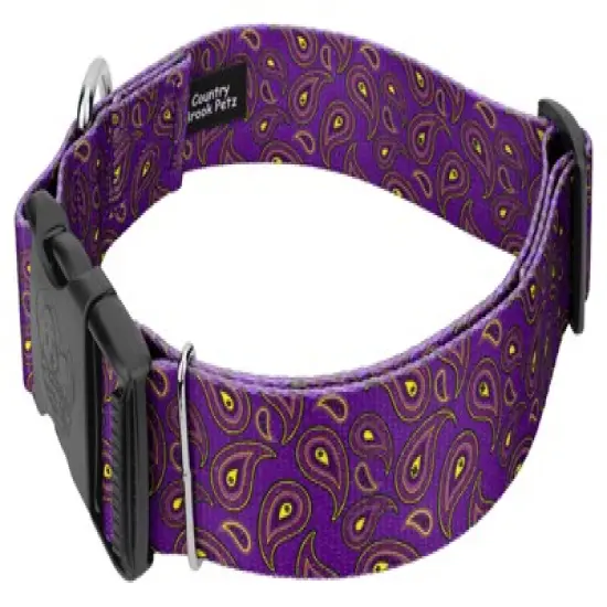 Country Brook Petz 1 1/2 Inch Deluxe Purple Paisley Dog Collar image {3}