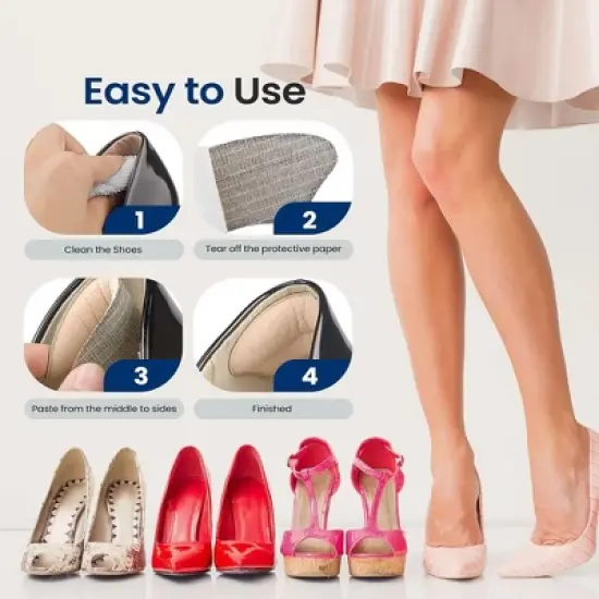 SereneLife Heel Pad Shoe Insert, Soft Gel Cushion, 4-Pack - Black & Apricot image {5}