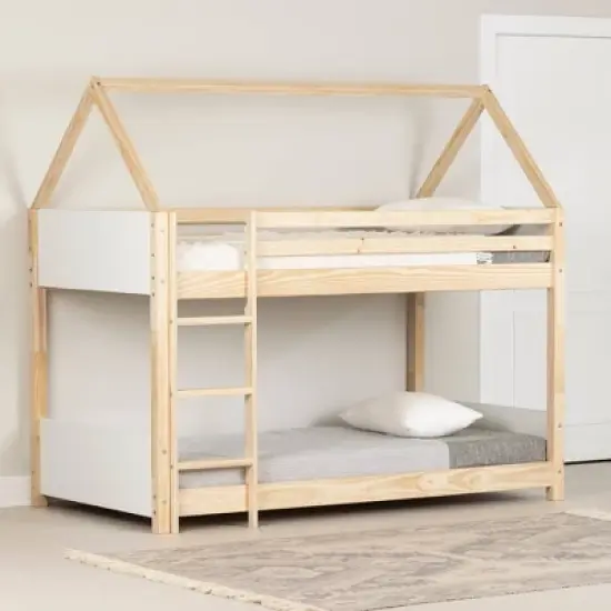 Sweedi House Bunk Beds White/Natural - South Shore image {1}