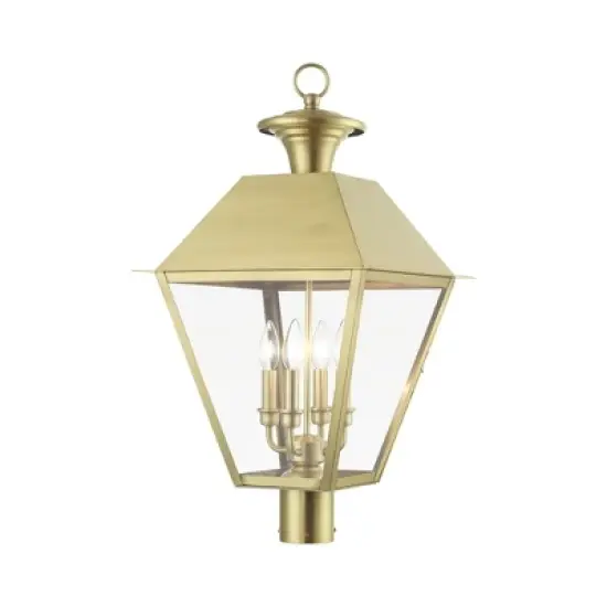 Livex Lighting Wentworth 4 - Light Post Light in  Natural Brass image {4}
