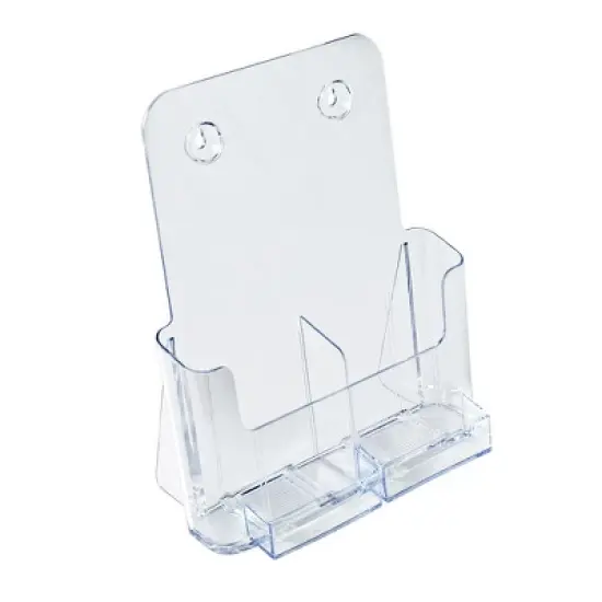 Azar Displays Clear Adjustable Letter Size, Bifold or Tri-Fold Brochure Holder with 2 Business Card Pockets, 2-Pack image {9}